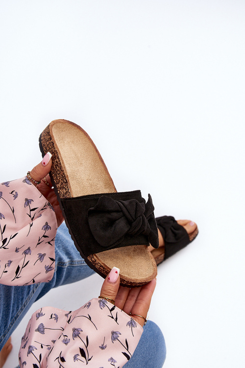 Жіночі чорні тапочки з бантом Ezephira