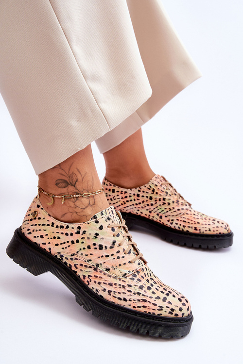 Жіночі шкіряні броги Оксфорди Maciejka 04087-18 оранжево-чорні