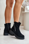 Ботильйони з теплою підкладкою на плоскому каблуці з еко замші Reloma Black
