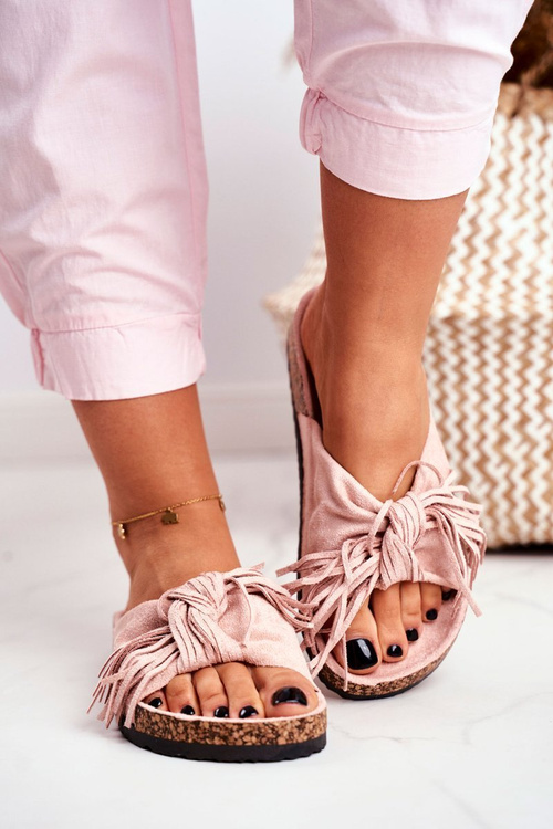Жіночі брудно-рожеві шльопанці Tassels Marina