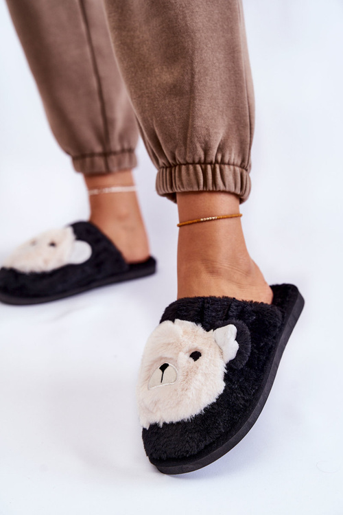 Жіночі хутряні тапочки з Тедді Чорний Solly