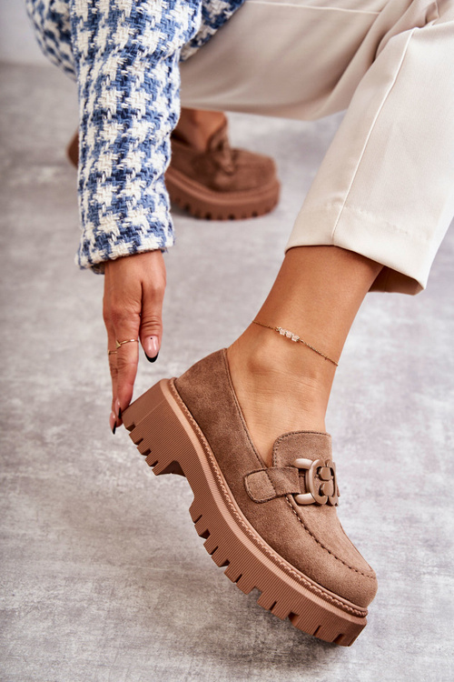 Жіночі броги замшеві з декором темно-бежеві Leeza