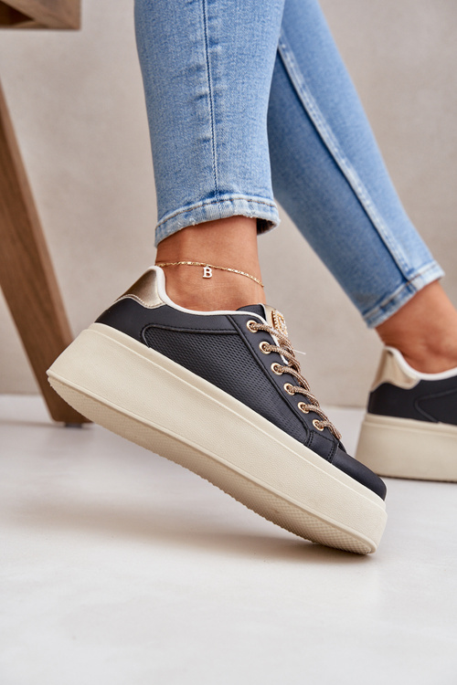 Кросівки На Платформі З Декоративними Шнурками Чорні Fonetha