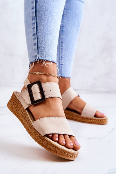 Жіночі замшеві босоніжки Big Star JJ276032 Бежеві