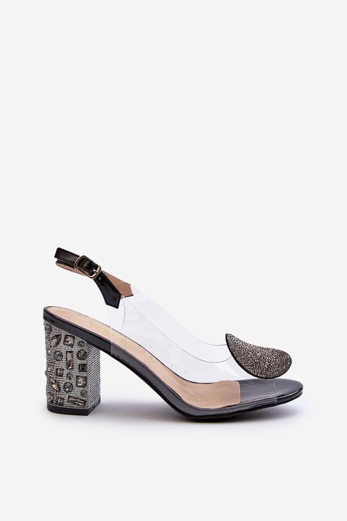 Чорні прозорі босоніжки на шпильці D&A MR38-112