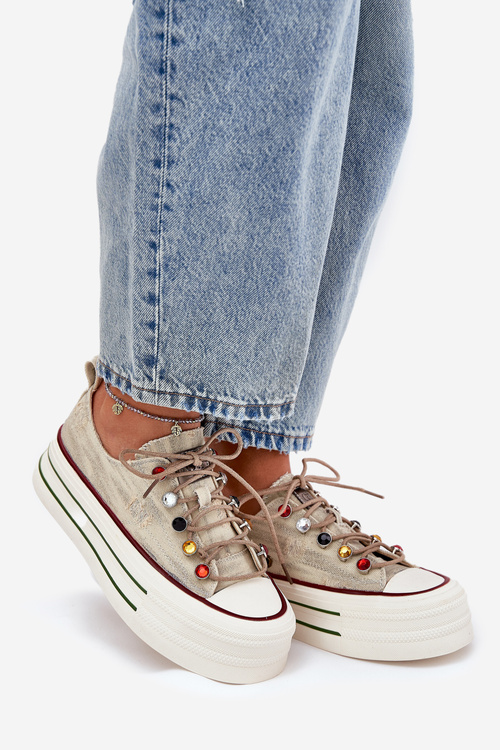 Жіночі Кросівки На Платформі Бежеві GOE RR2N4105