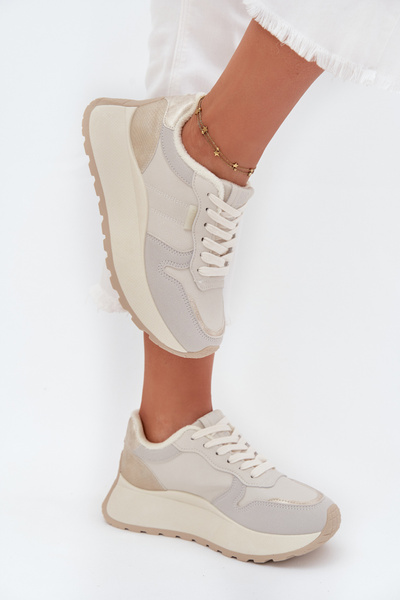 Утеплені жіночі кросівки на платформі Big Star SS274008 HI-POLY SYSTEM світло-бежеві