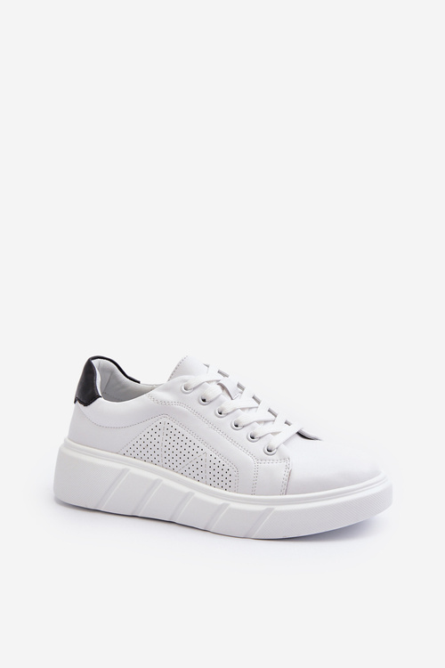 Жіночі білі шкіряні кросівки на платформі Гатира