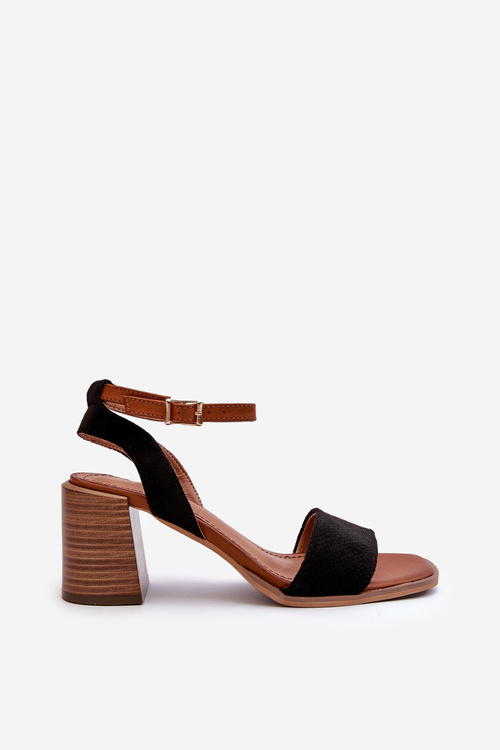 Жіночі чорні босоніжки зі штучної замші на підборах від Ronvia