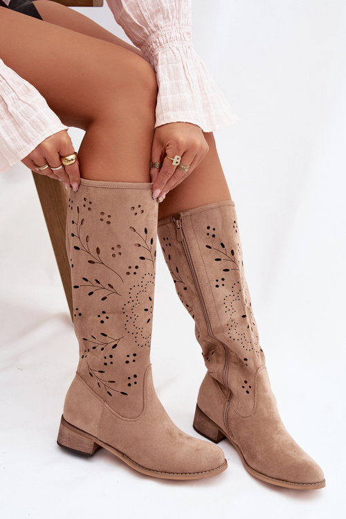 Відкриті жіночі чоботи на підборах Хакі Хелінна