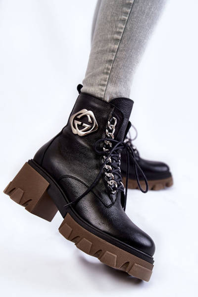 Шкіряні теплі черевики на блискавці Чорні Raynes