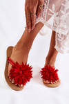 Жіночі шльопанці з тканинним орнаментом Червоні Eviana