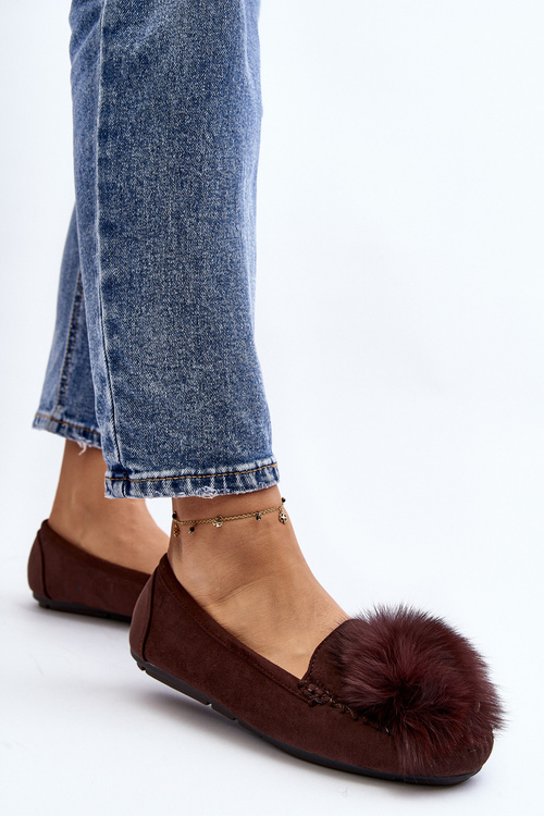 Жіночі мокасини з хутром коричневого кольору Novas