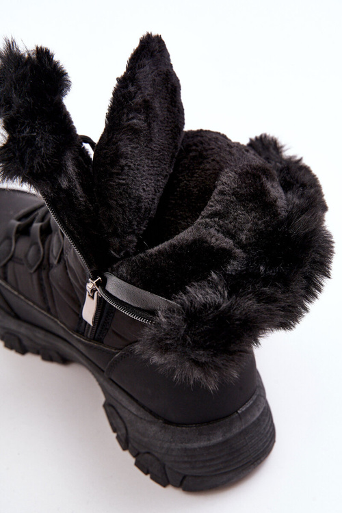 Жіночі зимові черевики зі штучним хутром на блискавці чорні Vittora