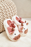 Дитячі пухнасті тапочки з мотивом корови, рожевий таморрін