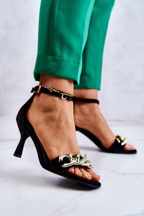 Замшеві босоніжки на високих підборах Laura Messi 2366 Black