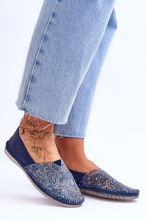 Жіночі шкіряні балетки Maciejka 01930-103 Темно-сині