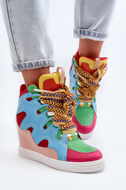 Жіночі кросівки на платформі різнокольорові леопардові