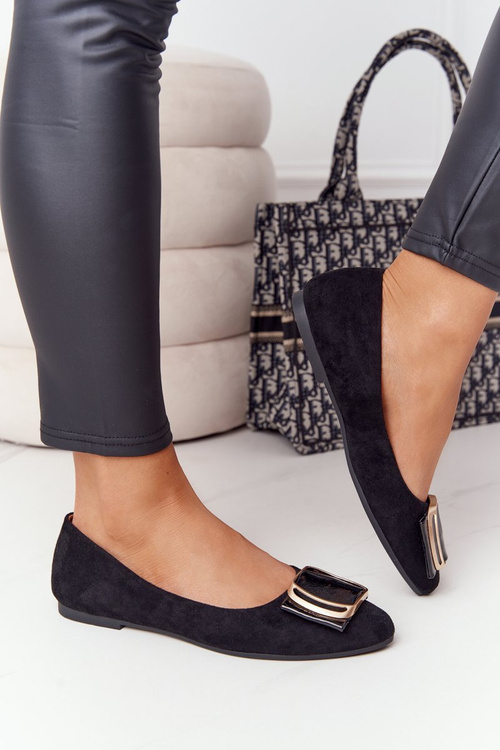 Замшеві балетки з пряжкою Sergio Leone BL623 чорні