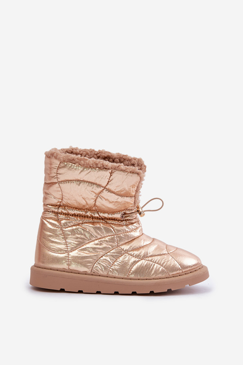 Жіночі зимові черевики на шнурку, утеплені хутром на овчині, рожеве золото Vamidra