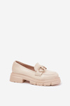 Жіночі Мокасини Еко Шкіра З Золотою Деталлю Бежеві Ravalissea