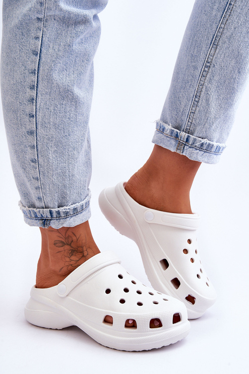 Поролонові босоніжки Crocs на масивній підошві Білі Katniss