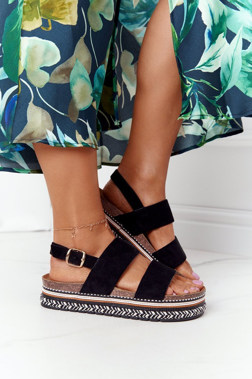 Замшеві босоніжки на платформі Чорні Olimpia