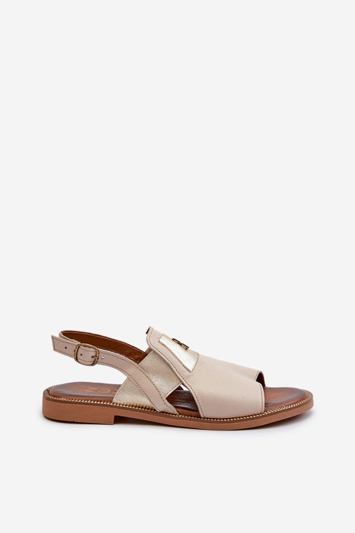 Бежеві жіночі шкіряні босоніжки Zazoo 40385