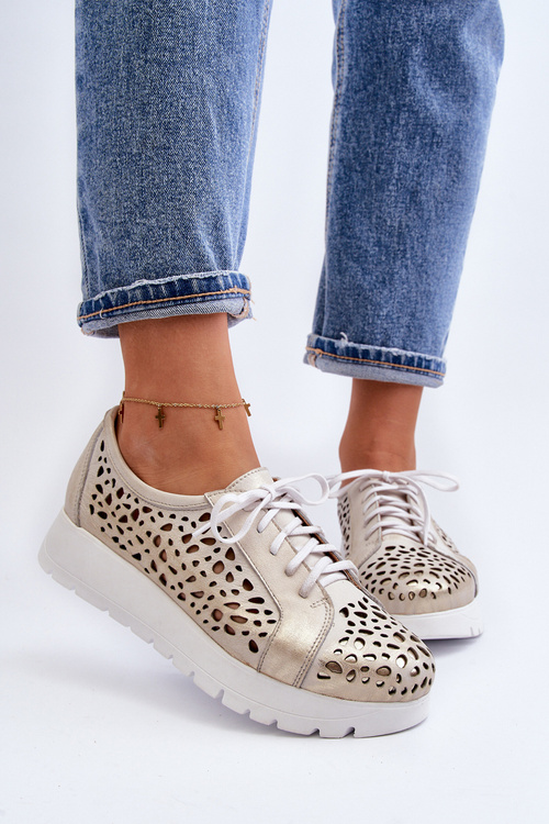 Шкіряні напівчеревики на платформі бежеві Hypnosis