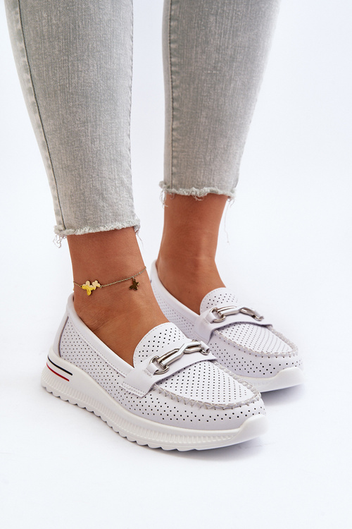 Білі жіночі шкіряні мокасини Veridinna