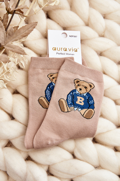 Жіночі шкарпетки з малюнком з ведмедиком жовті