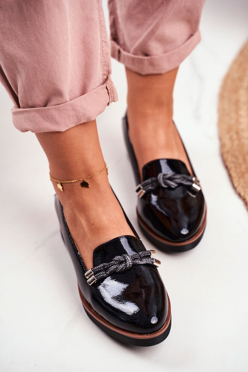 Жіночі лофери на мальованій танкетці чорні Abba