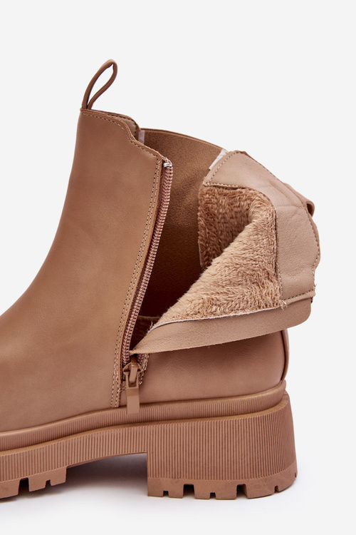 Шкіряні ботильйони на блискавці темно-бежевого кольору
