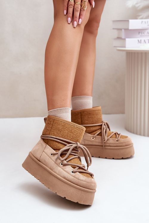 Снігові черевики зі шнурівкою на платформі Коричневі Mavora