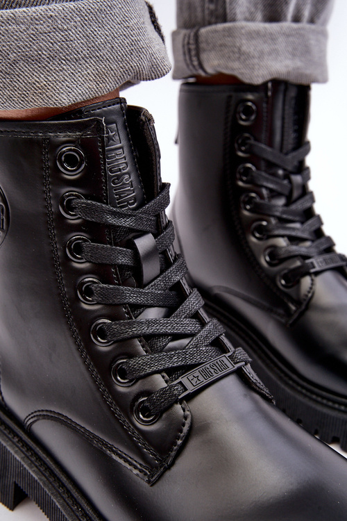 Шкіряні черевики на шнурівці Чорні Big Star MM274375