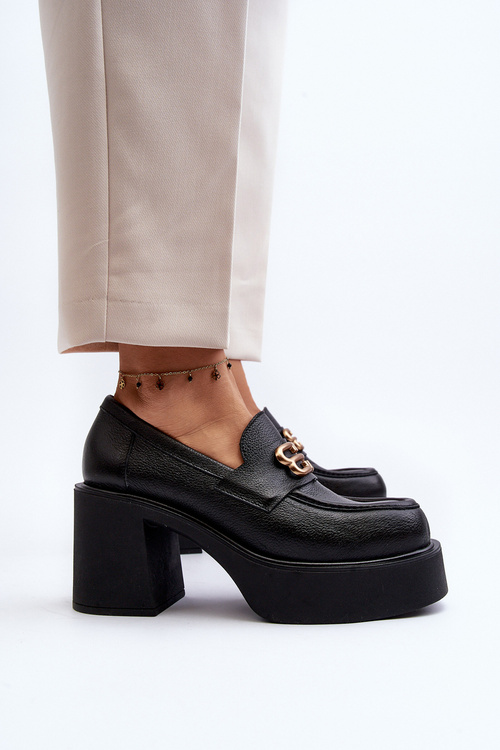 Чорні жіночі шкіряні туфлі на підборах Zazoo 20170