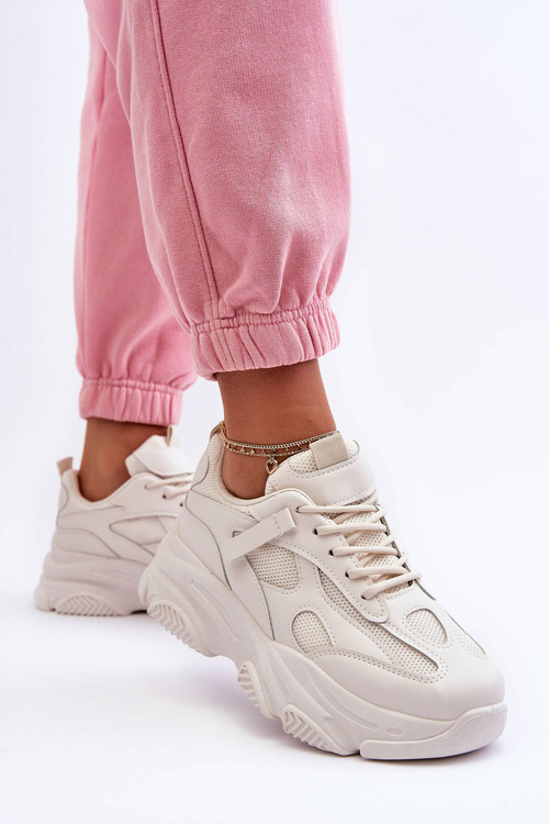 Жіночі кросівки на масивній платформі бежеві Agnenia