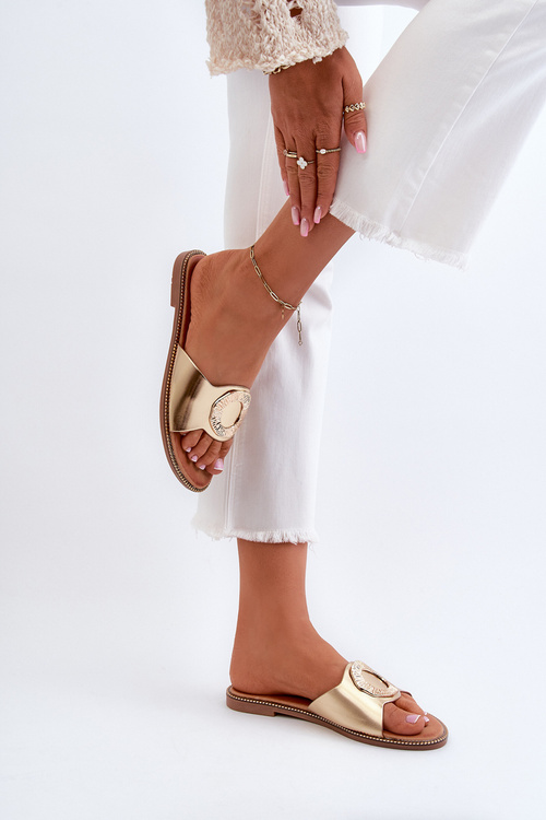 Жіночі тапочки із золотим декором Cilima