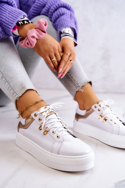 Шкіряні спортивні туфлі на платформі White Mary Ann