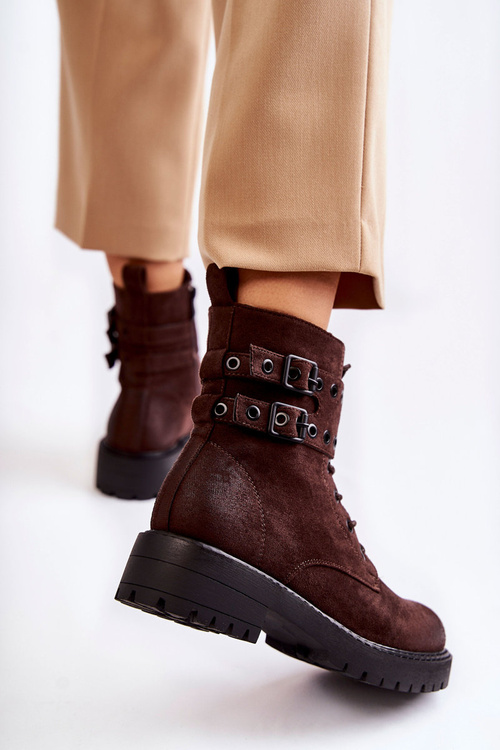 Жіночі замшеві теплі чоботи коричневого кольору Silvor