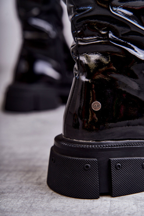 Лаковані чоботи вище коліна на підборах GOE KK2N4023 Чорні