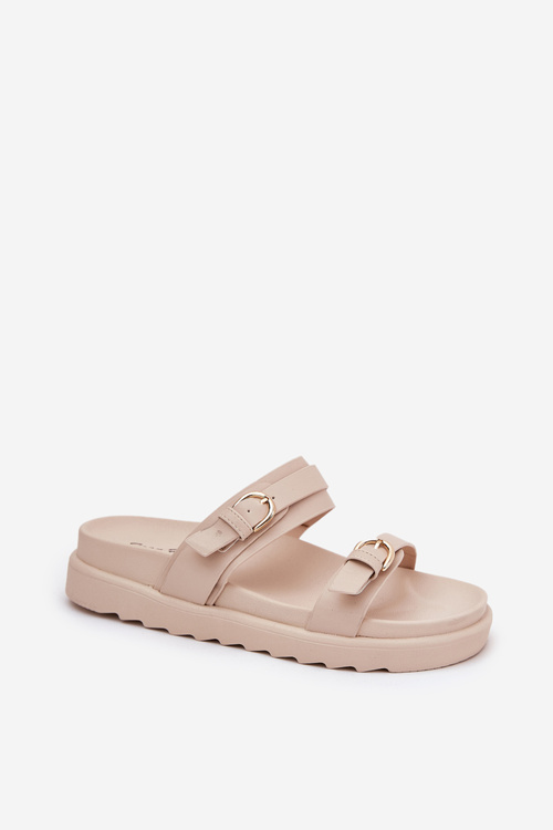 Жіночі Сандалі На Платформі З Золотими Пряжками Бежеві Wernone