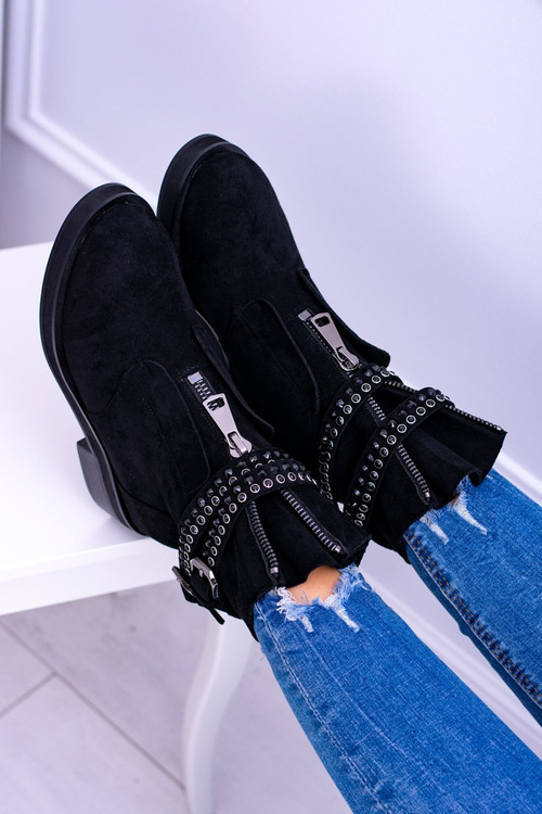 Чорні жіночі чоботи Lu Boo Rafell на блискавці з блискітками