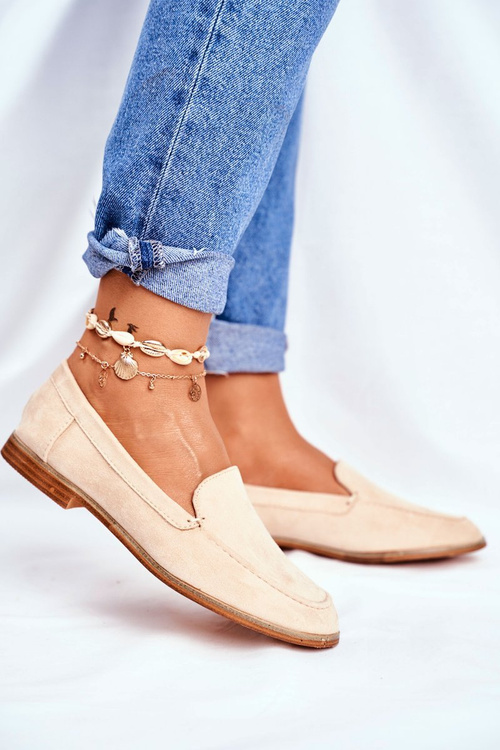 Жіночі броги Сліпони Лофери замшеві бежеві Twinky