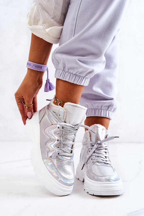 Спортивні черевики утеплені сріблясті Joenne