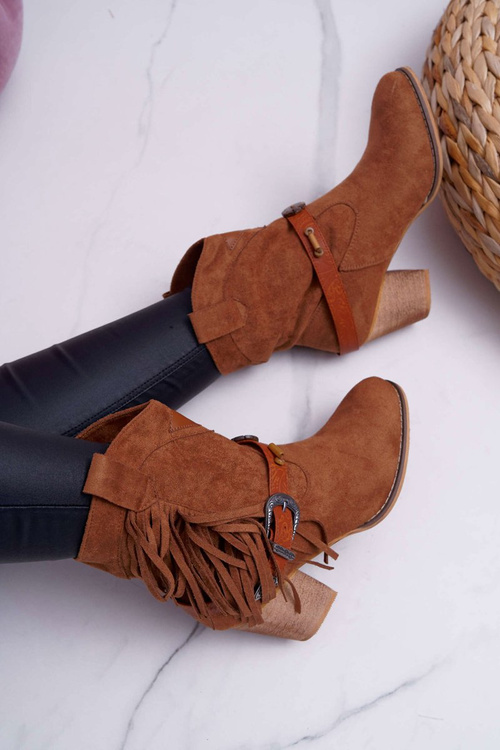 Жіночі ковбойські чоботи з пряжкою коричневого кольору Marciapo