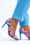 Модні шкіряні туфлі на високих підборах Lewski Shoes 2659 Blue-Red