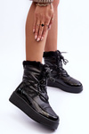 Жіночі зимові черевики на шнурівці зі штучним хутром чорні Lexxina