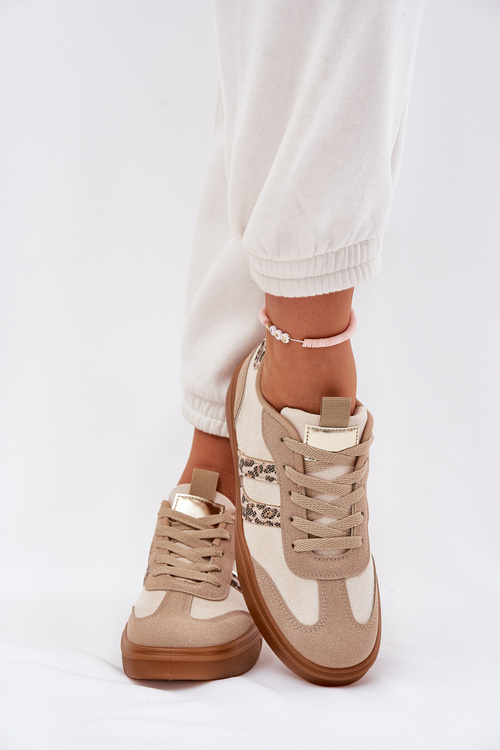 Жіночі Кросівки З Еко Замші З Леопардовим Принтом Бежеві Satylies