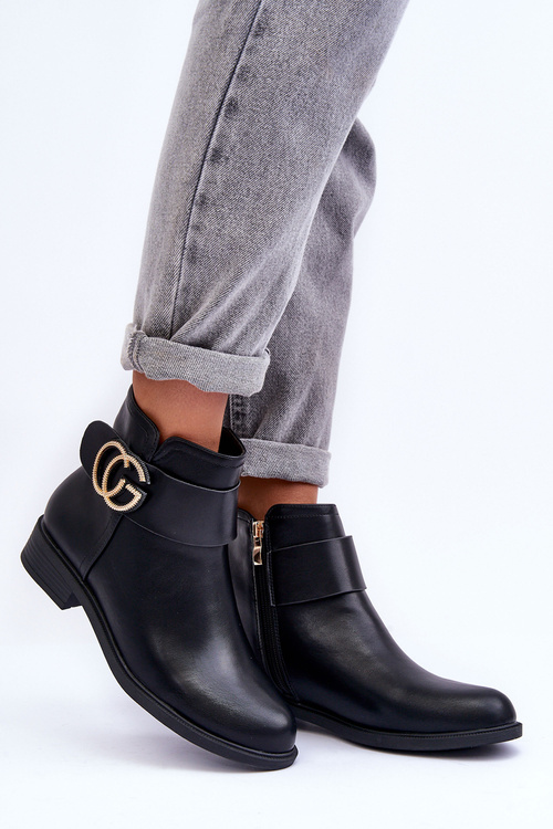 Шкіряні ботильйони з декором Чорні гало